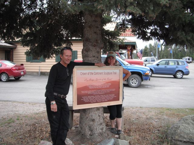 Proud artist Laury Dizengremel with husband, videographer Joe Caneen who also helped with logistics on the artwork, posing next to the nearby plaque