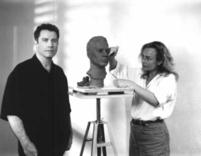 Bust of actor John Travolta in progress