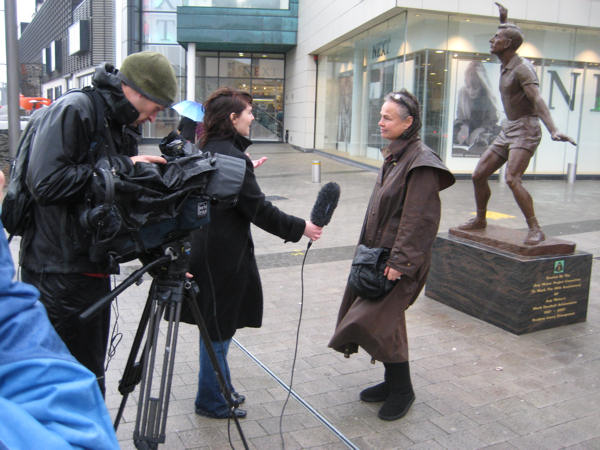 Later, when the streets had cleared again, it was Laury's turn to be interviewed for a national TV programme