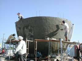 Rice Bowl & Chopsticks  sculpture under construction in Vietnam - click here for larger views