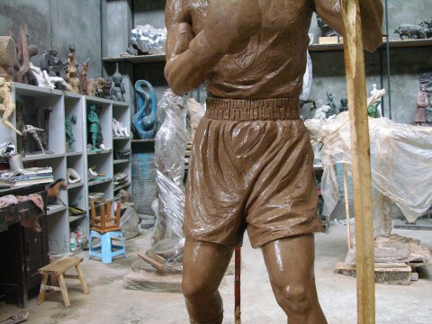 Focusing on the shorts - Tony was sent pictures of the sculpture as it progressed and wanted them made shorter!
