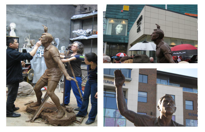 Various images of the Joey Maher sports sculpture commission